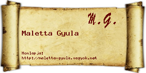 Maletta Gyula névjegykártya